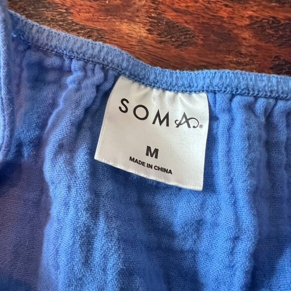 Soma Womens Blue Tiered Sleeveless Camisole Dress M Adjustable Straps Cotton Ble - Picture 3 of 8